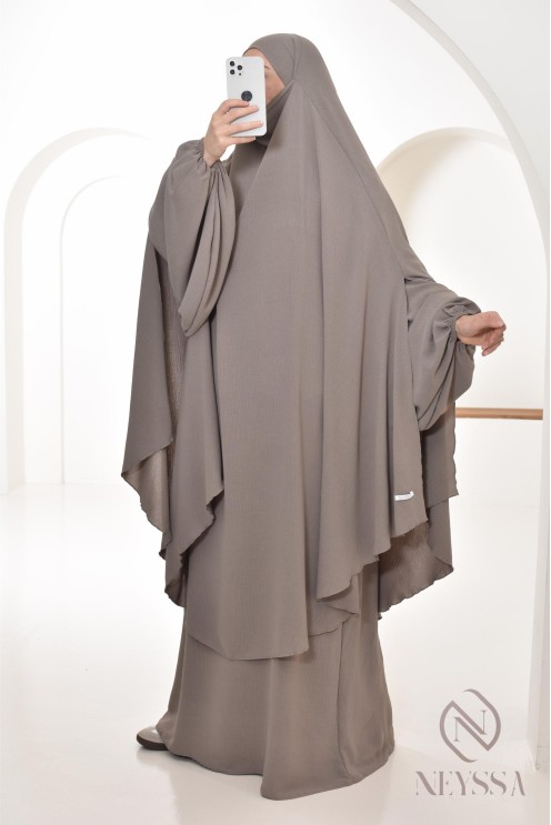 Abaya Khimar extra lang aus Jazz, Neyssa Confection, made in France.