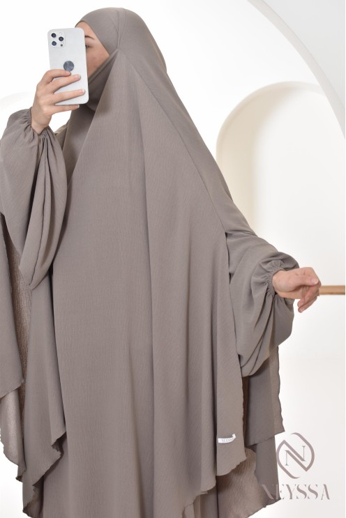 Abaya Khimar extra lang aus Jazz, Neyssa Confection, made in France.