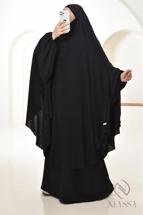 Abaya Khimar extra lang aus Jazz, Neyssa Confection, made in France.