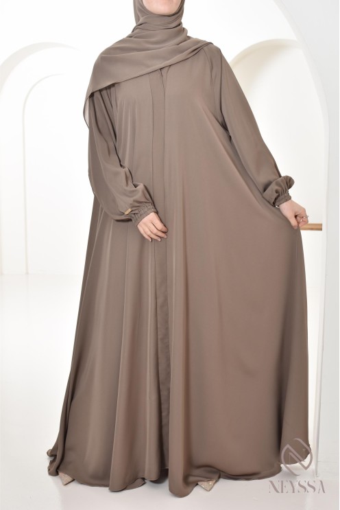 Abaya Umbrella Dubaï taupe confection neyssa, idée de tenues femme 