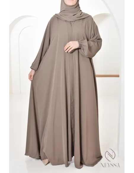 Abaya Umbrella Dubaï taupe confection neyssa, idée de tenues femme 