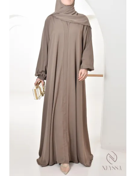 Abaya Umbrella Dubaï taupe confection neyssa, idée de tenues femme 