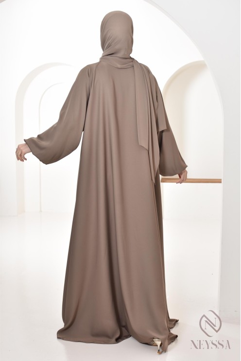 Abaya Umbrella Dubaï taupe confection neyssa, idée de tenues femme 
