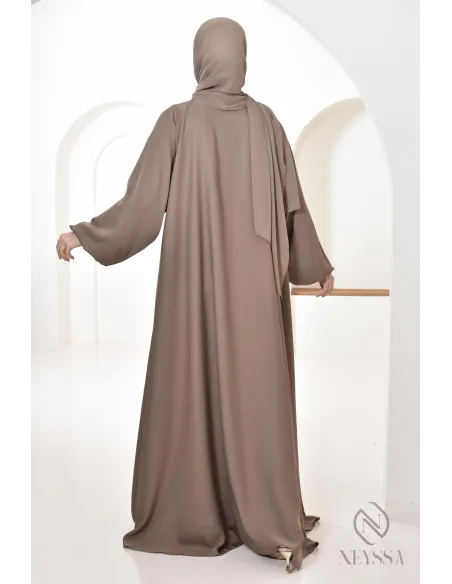Abaya Umbrella Dubaï taupe confection neyssa, idée de tenues femme 