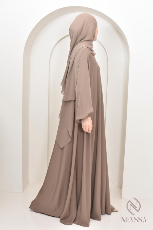 Abaya Umbrella Dubaï taupe confection neyssa, idée de tenues femme 