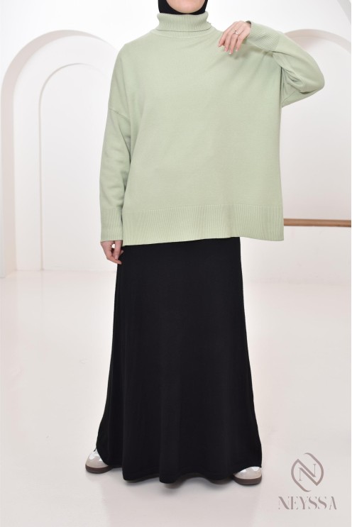 Pull col montant roulé mi long femme modeste, idée de tenues hiver