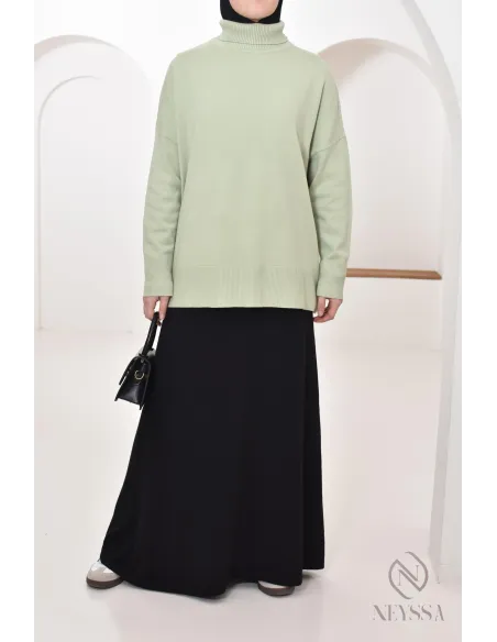 Pull col montant roulé mi long femme modeste, idée de tenues hiver