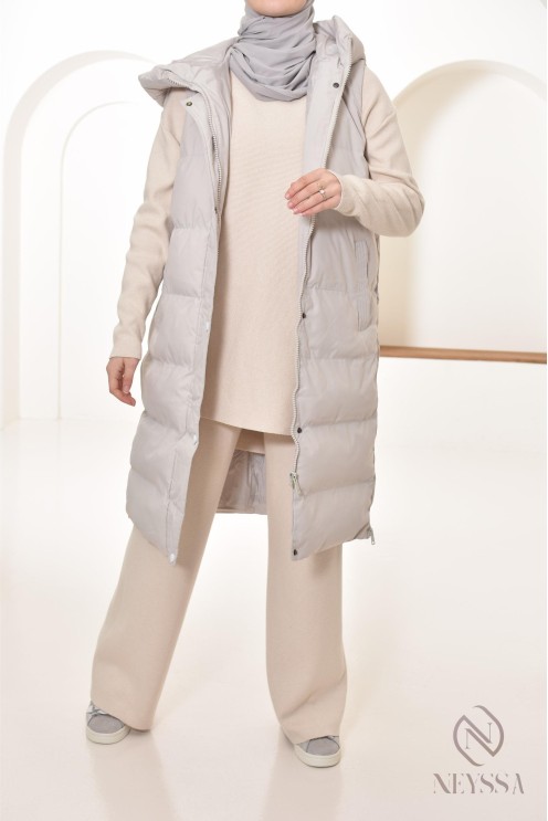 doudoune femme voilée sans manches, jilbeb friendly, outfit hiver 