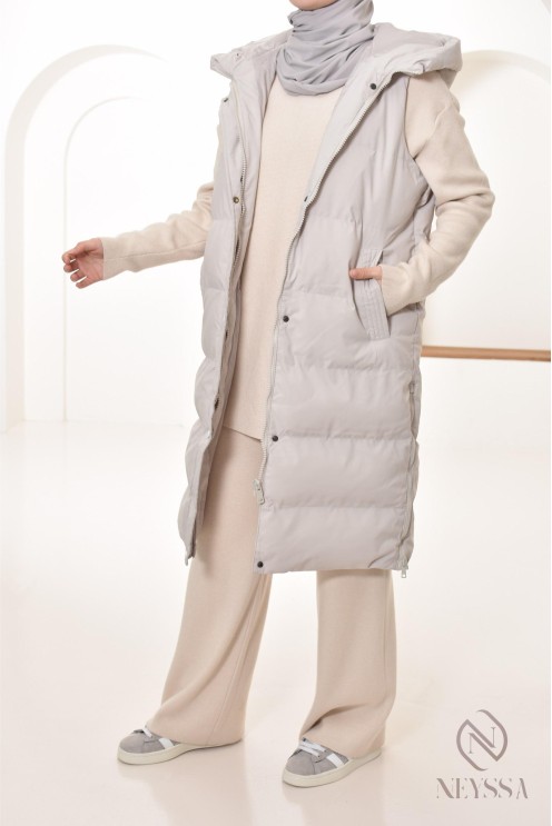 doudoune femme voilée sans manches, jilbeb friendly, outfit hiver 