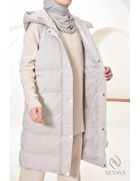 doudoune femme voilée sans manches, jilbeb friendly, outfit hiver 