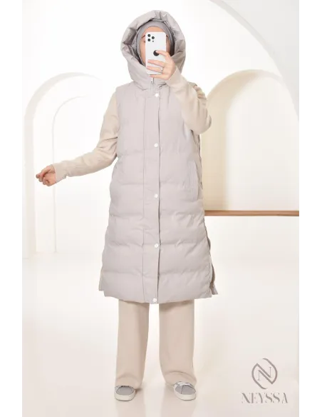 doudoune femme voilée sans manches, jilbeb friendly, outfit hiver 