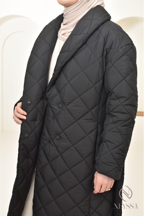 Long quilted down jacket for veiled women, for cold periods