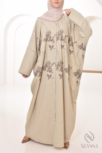 Abaya Dubaï luxury embroidered kimono, butterfly, hijabi look event