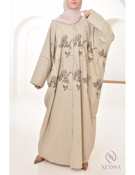 Abaya Dubaï luxury embroidered kimono, butterfly, hijabi look event