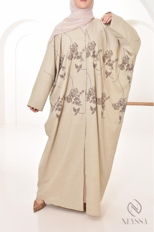 Abaya Dubaï luxe brodée kimono, style papillon, hijabi look événement