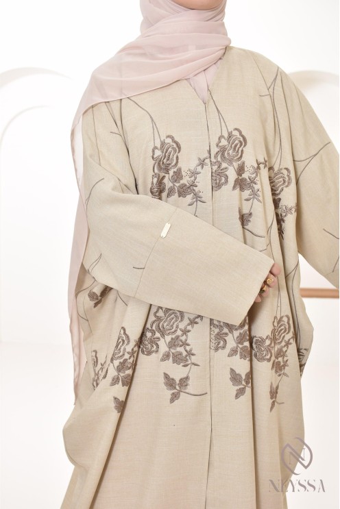 Abaya Dubaï luxury embroidered kimono, butterfly, hijabi look event