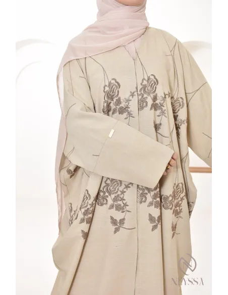 Abaya Dubaï luxury embroidered kimono, butterfly, hijabi look event