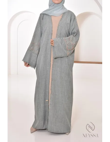 Abaya Kimono Dubai grün für muslimische Frauen, besonderer Anlass