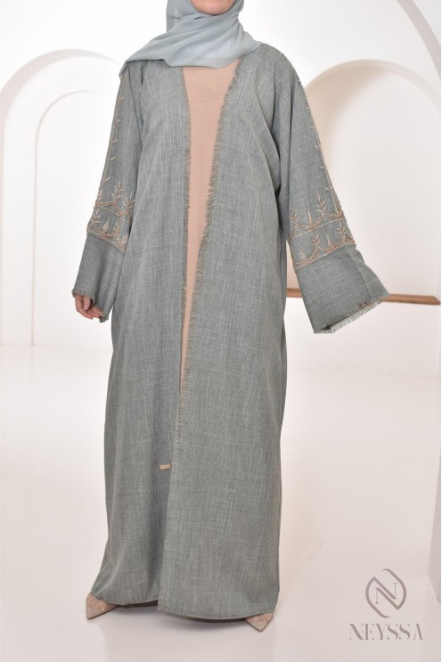 Abaya Kimono Dubai grün für muslimische Frauen, besonderer Anlass