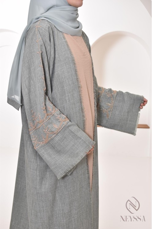 Abaya Kimono Dubai grün für muslimische Frauen, besonderer Anlass