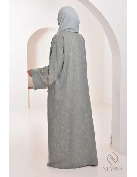 Abaya Kimono Dubai grün für muslimische Frauen, besonderer Anlass