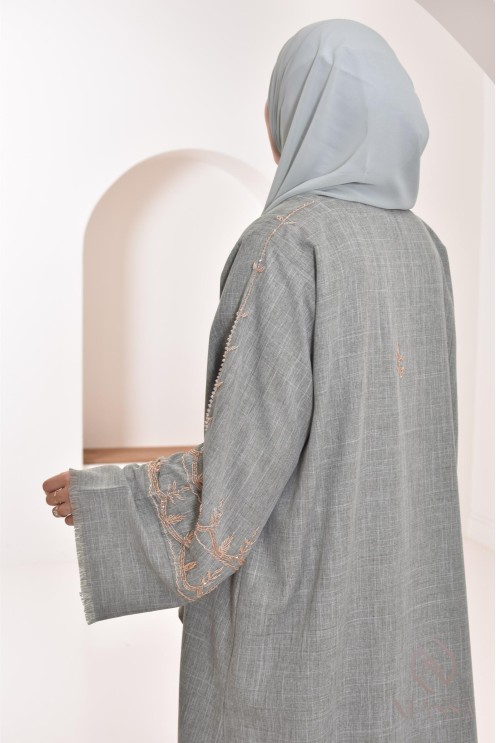 Abaya kimono Dubai green for Muslim women, special occasion hijabi