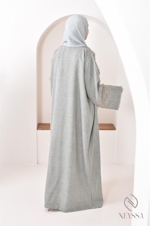 Abaya kimono Dubai green for Muslim women, special occasion hijabi