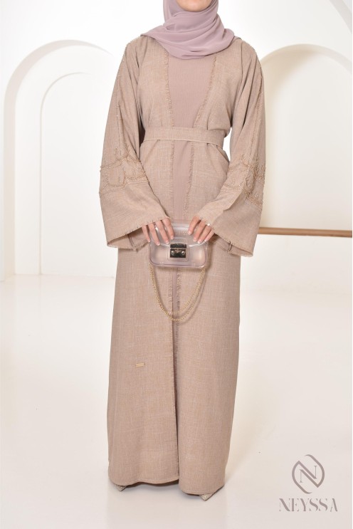 Abaya Kimono Dubai Latte Konfektion in den Emiraten, hohe Qualität