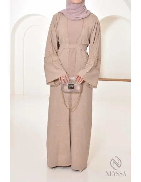 Abaya Kimono Dubai Latte Konfektion in den Emiraten, hohe Qualität