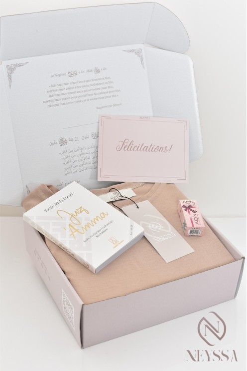 Box femme musulmane cadeau prêt à offrir, abaya longue khimar en jazz