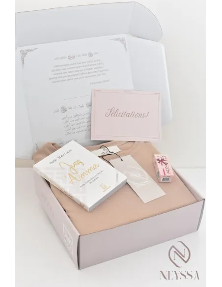 Box femme musulmane cadeau prêt à offrir, abaya longue khimar en jazz