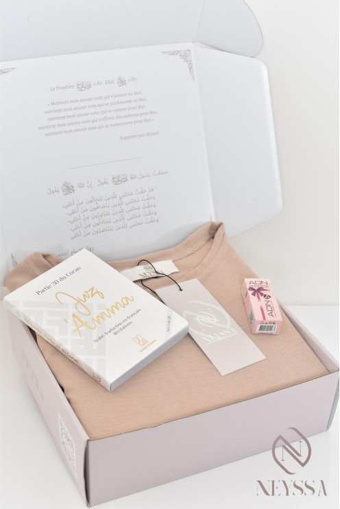 Box femme musulmane cadeau prêt à offrir, abaya longue khimar en jazz