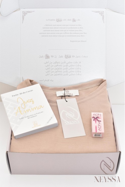 Box femme musulmane cadeau prêt à offrir, abaya longue khimar en jazz