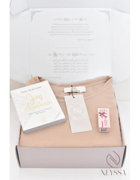 Box femme musulmane cadeau prêt à offrir, abaya longue khimar en jazz