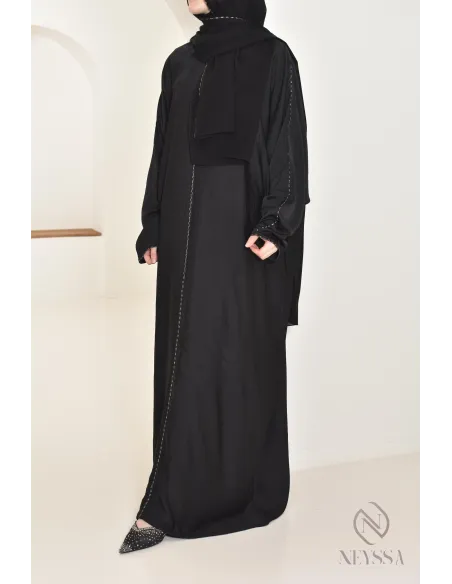 Abaya Dubai schwarz Hijab integriert ideal für das Gebet, Ramadan 2025