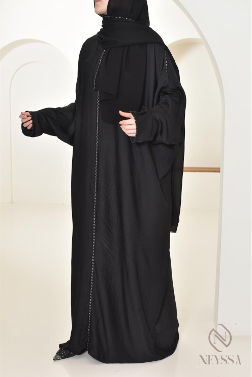Abaya Dubai schwarz Hijab integriert ideal für das Gebet, Ramadan 2025