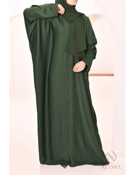 Abaya Dubai für Frauen integrierter Schleier mit Strasssteinen