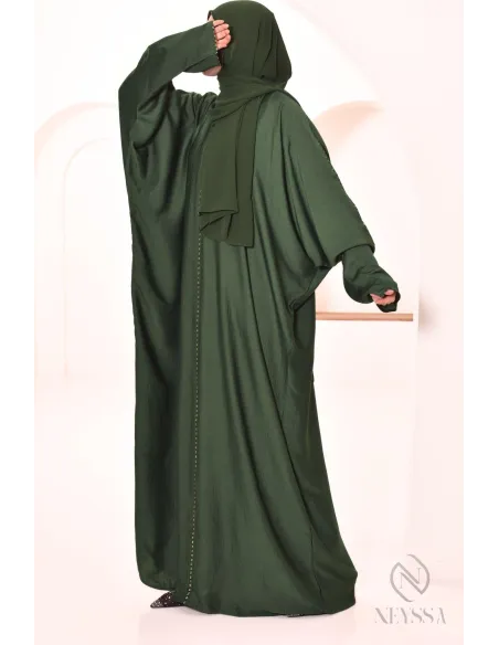 Abaya Dubaï  pour femme voile intégré  à strass, femme hijabi 
