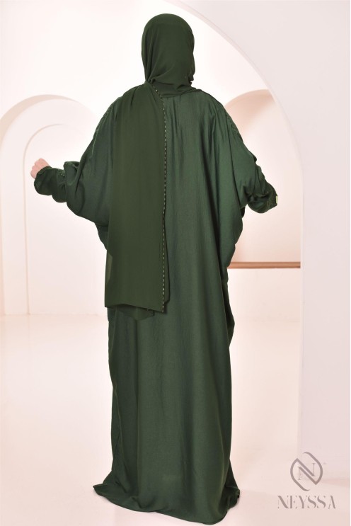 Abaya Dubaï  pour femme voile intégré  à strass, femme hijabi 