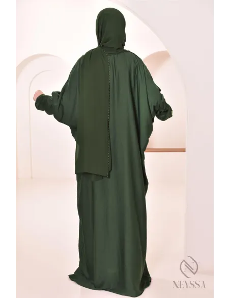 Abaya Dubaï  pour femme voile intégré  à strass, femme hijabi 