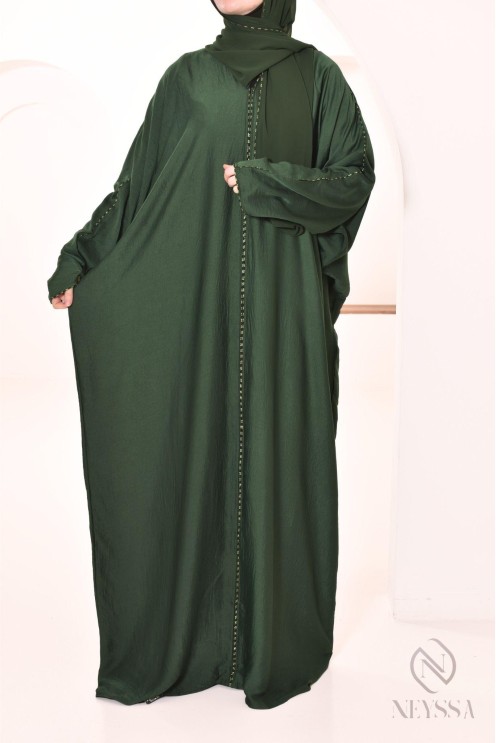 Abaya Dubai für Frauen integrierter Schleier mit Strasssteinen