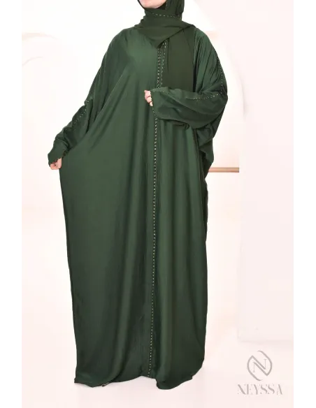 Abaya Dubai für Frauen integrierter Schleier mit Strasssteinen