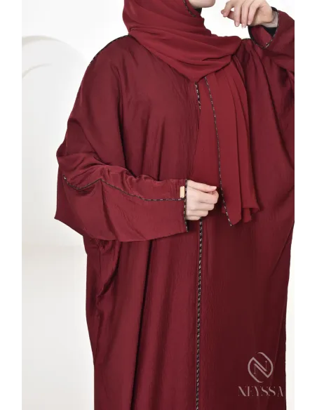 Bordeauxfarbene Abaya Dubai für Frauen Hijabi, Abaya Hijab Aid 2025