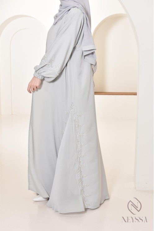 Abaya longue Dubaï pour femme à manches bouffantes, tenue Aid 2025