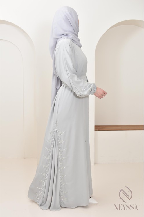 Abaya longue Dubaï pour femme à manches bouffantes, tenue Aid 2025