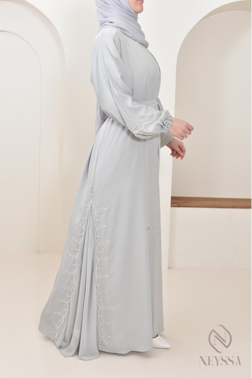 Lange Abaya Dubai für Frauen mit Puffärmeln, Aid 2025 Outfit