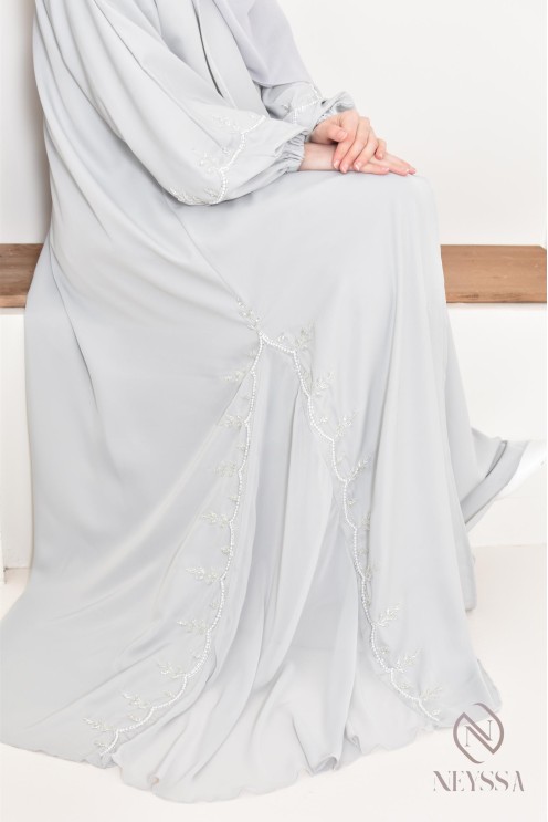 Lange Abaya Dubai für Frauen mit Puffärmeln, Aid 2025 Outfit