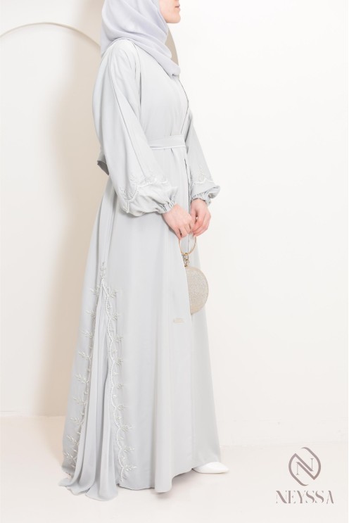 Women's long Dubai abaya with puffed sleeves, Aid 2025 outfit
