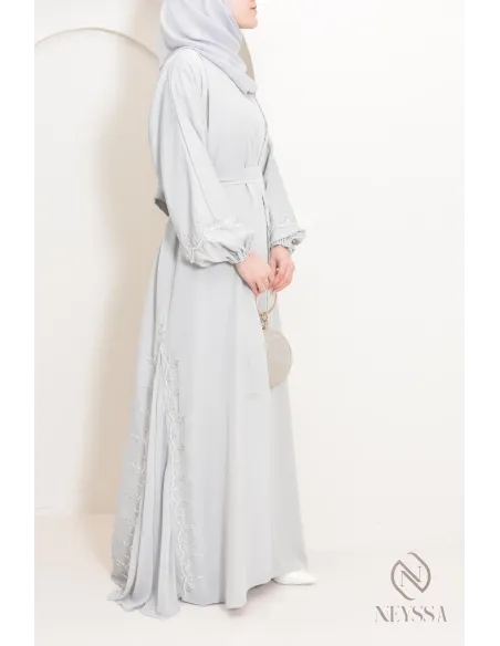 Lange Abaya Dubai für Frauen mit Puffärmeln, Aid 2025 Outfit