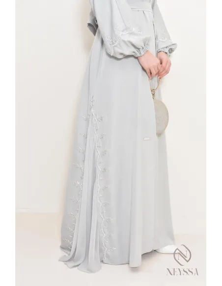 Lange Abaya Dubai für Frauen mit Puffärmeln, Aid 2025 Outfit